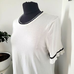 Karl Lagerfeld white jersey knitted blouse ruffle details short sleeve